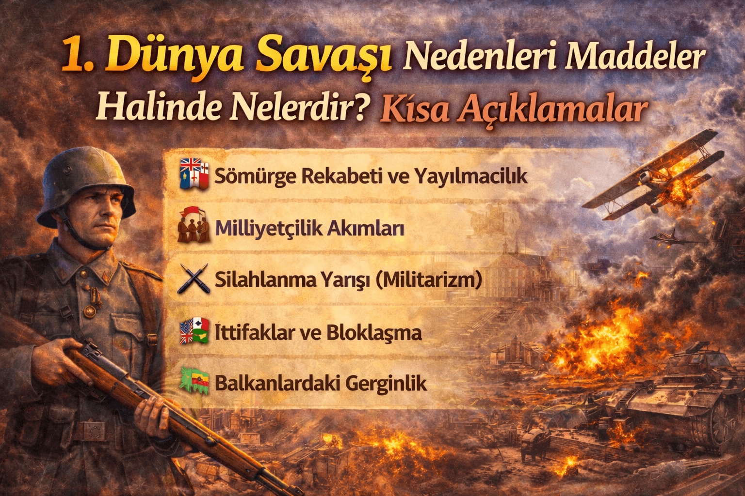 1. Dünya Savaşı Nedenleri Maddeler Halinde Nelerdir? Kısa Açıklamalar
