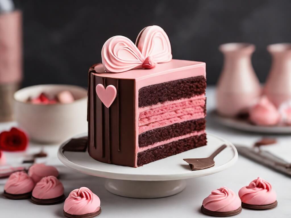 Pembe Çikolatalı Sevgililer Günü Pastası