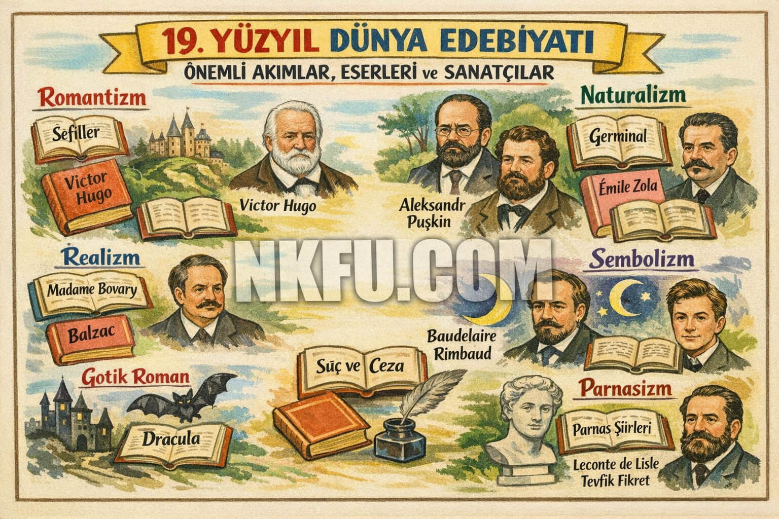19. Yüzyıl Dünya Edebiyatı, Önemli Akımlar, Eserleri ve Sanatçılar