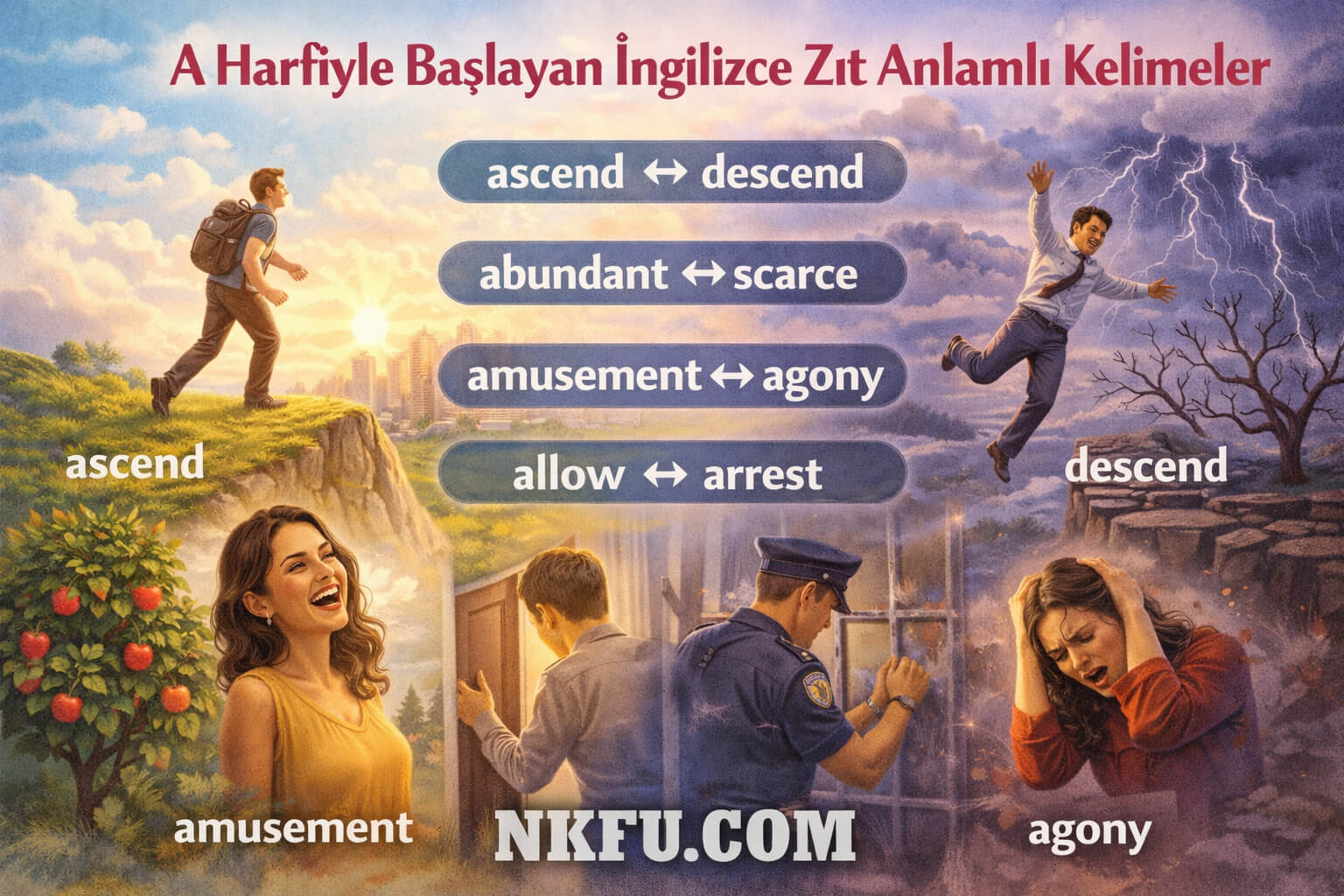 A Harfiyle Başlayan İngilizce Zıt Anlamlı Kelimeler