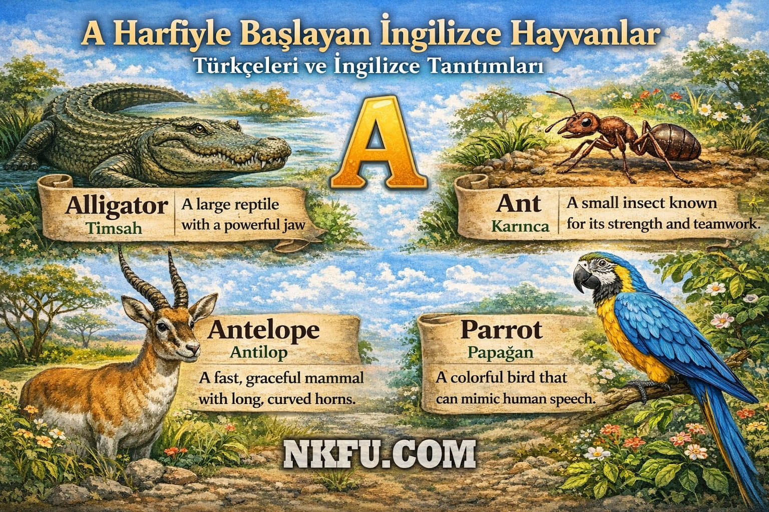 A Harfiyle Başlayan İngilizce Hayvanlar