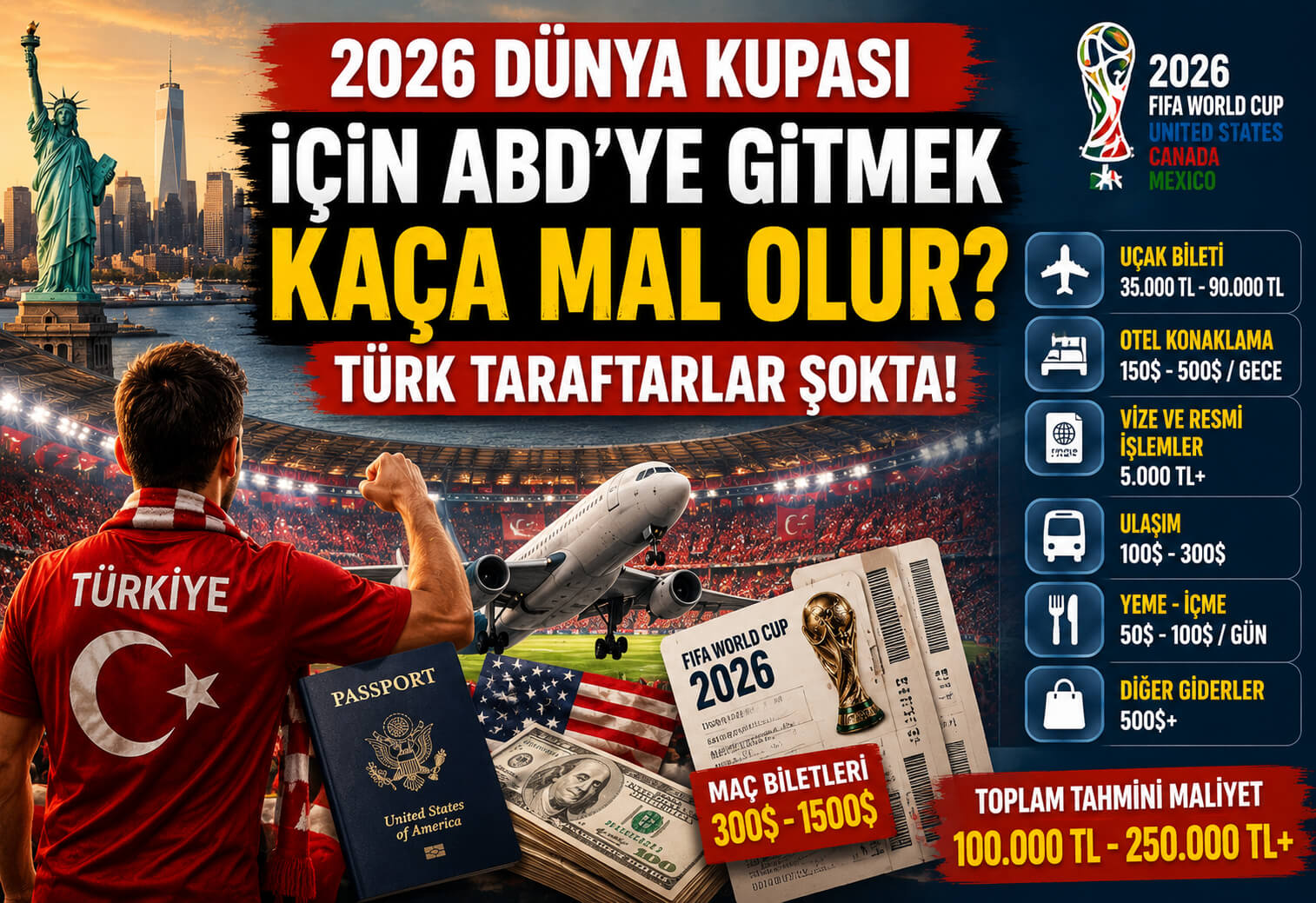 2026 Dünya Kupası İçin ABD'ye Gitmek Kaça Mal Olur? Türk Taraftarlar Şokta! 