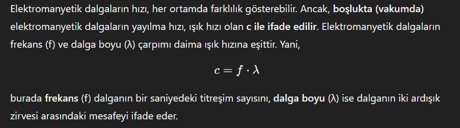Elektromanyetik Dalgalar Formül