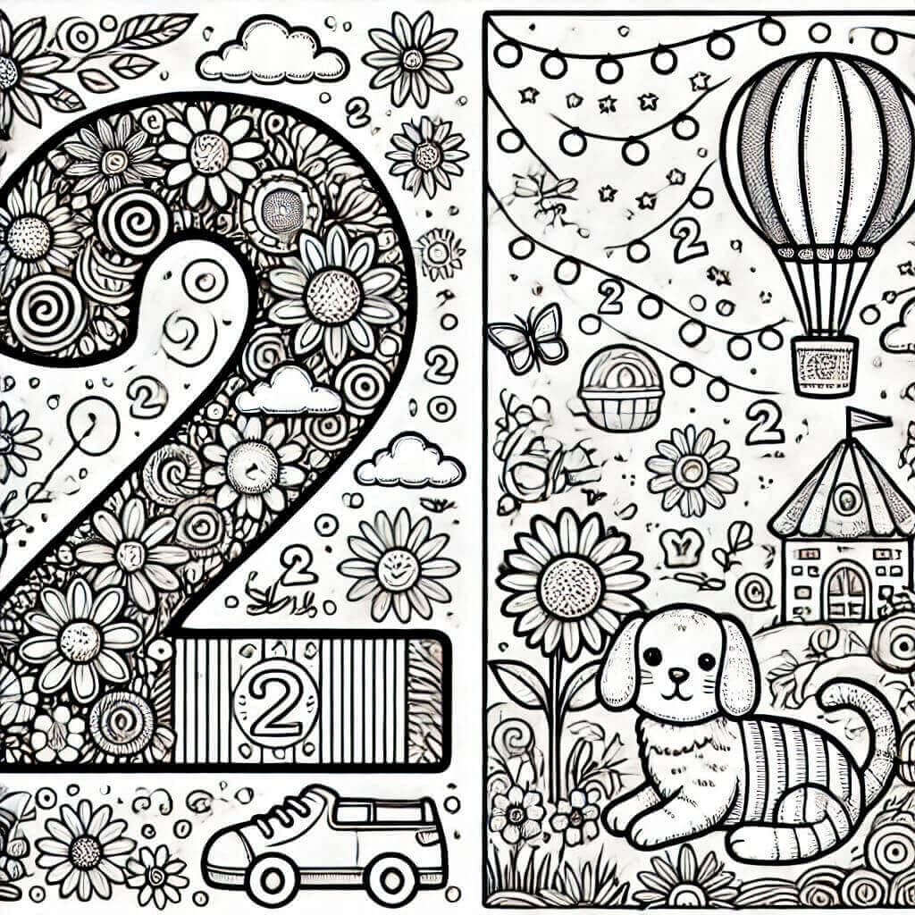 2 Sayısı (Rakamı) Boyama Sayfaları, Okul Öncesi İki Rakamı (Sayısı) Boyama Etkinlikleri