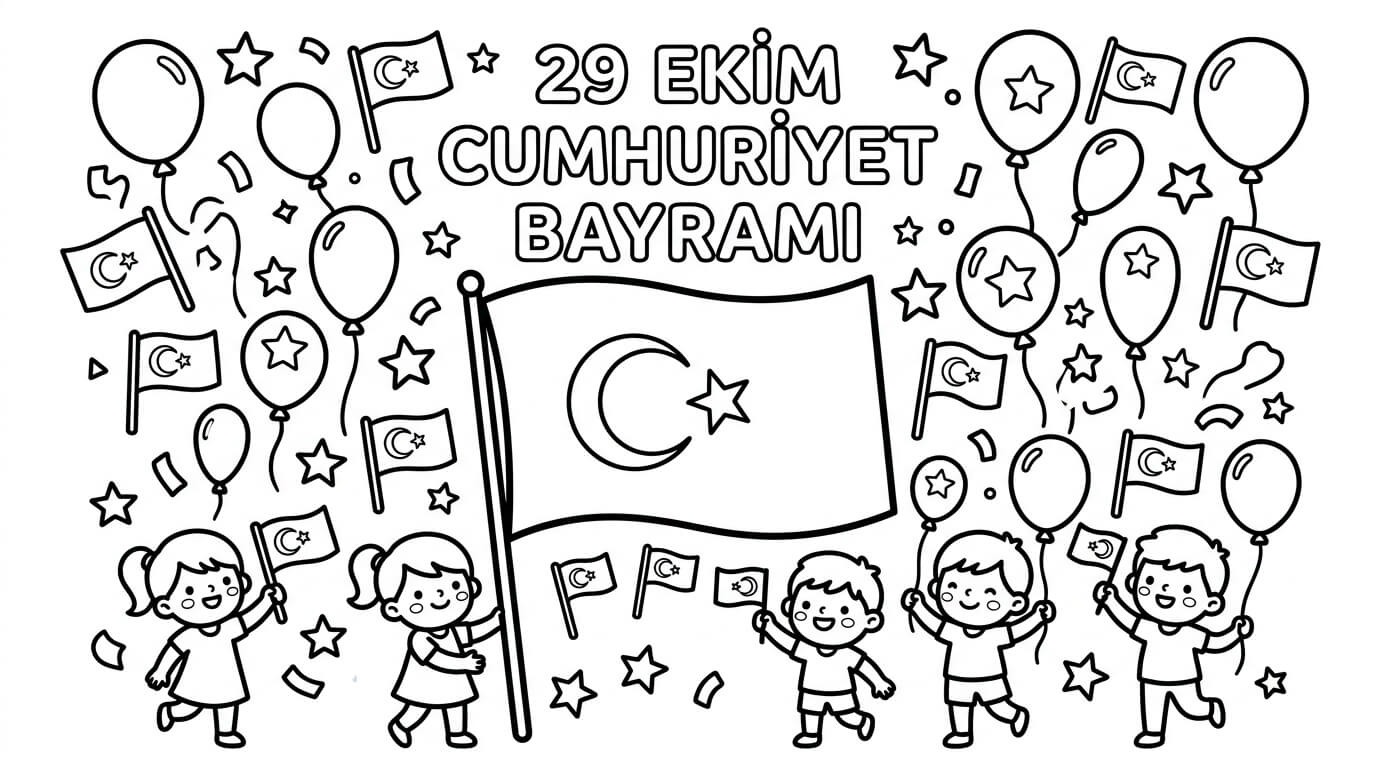 29 Ekim Cumhuriyet Bayramı Boyama Sayfaları
