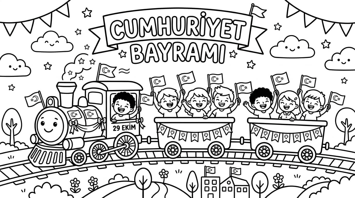 29 Ekim Cumhuriyet Bayramı Boyama Sayfaları