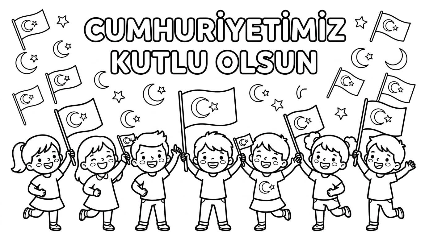 29 Ekim Cumhuriyet Bayramı Boyama Sayfaları