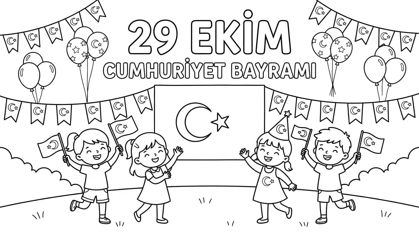 29 Ekim Cumhuriyet Bayramı Boyama Sayfaları