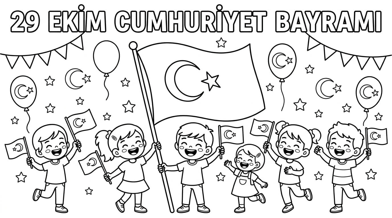 29 Ekim Cumhuriyet Bayramı Boyama Sayfaları