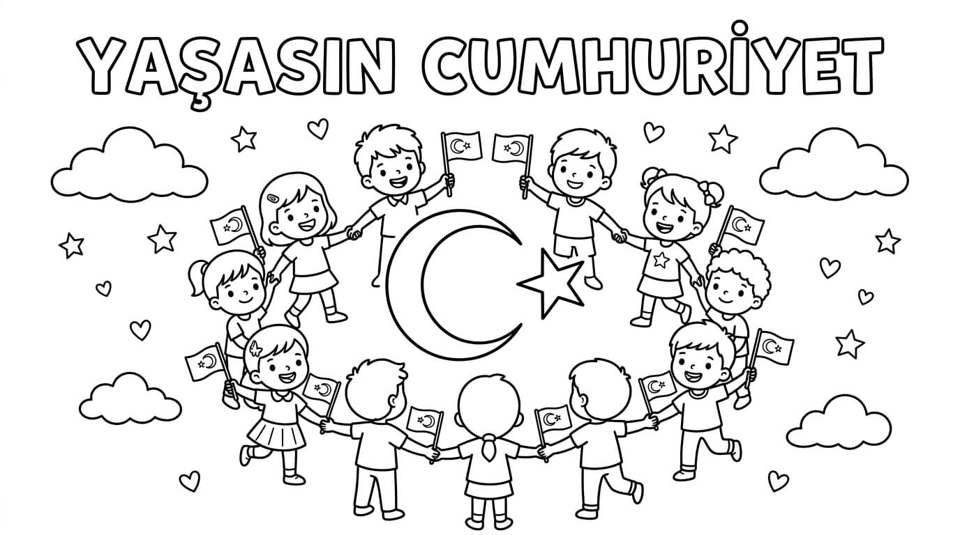 29 Ekim Cumhuriyet Bayramı Boyama Sayfaları