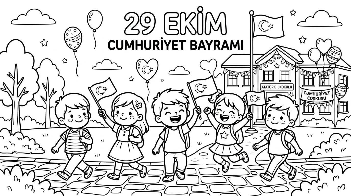 29 Ekim Cumhuriyet Bayramı Boyama Sayfaları
