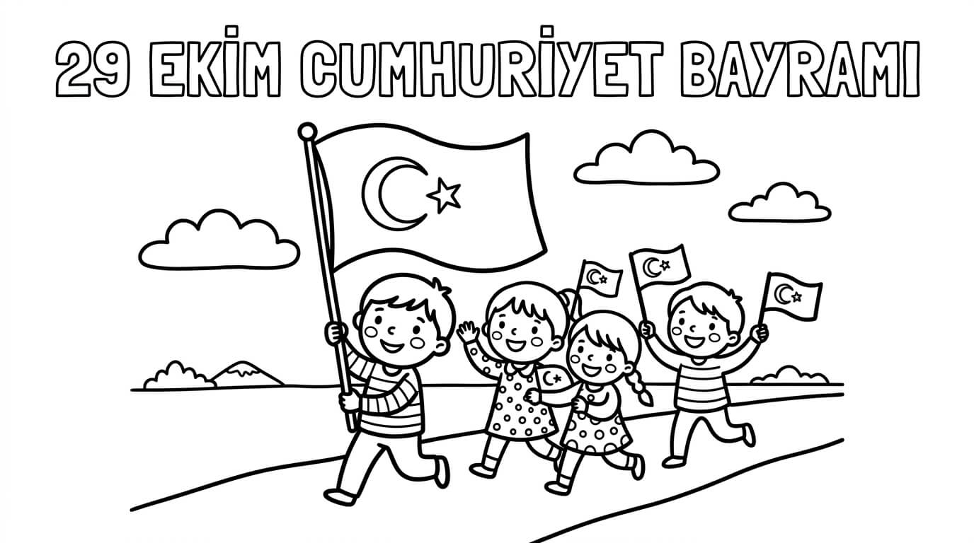 29 Ekim Cumhuriyet Bayramı Boyama Sayfaları