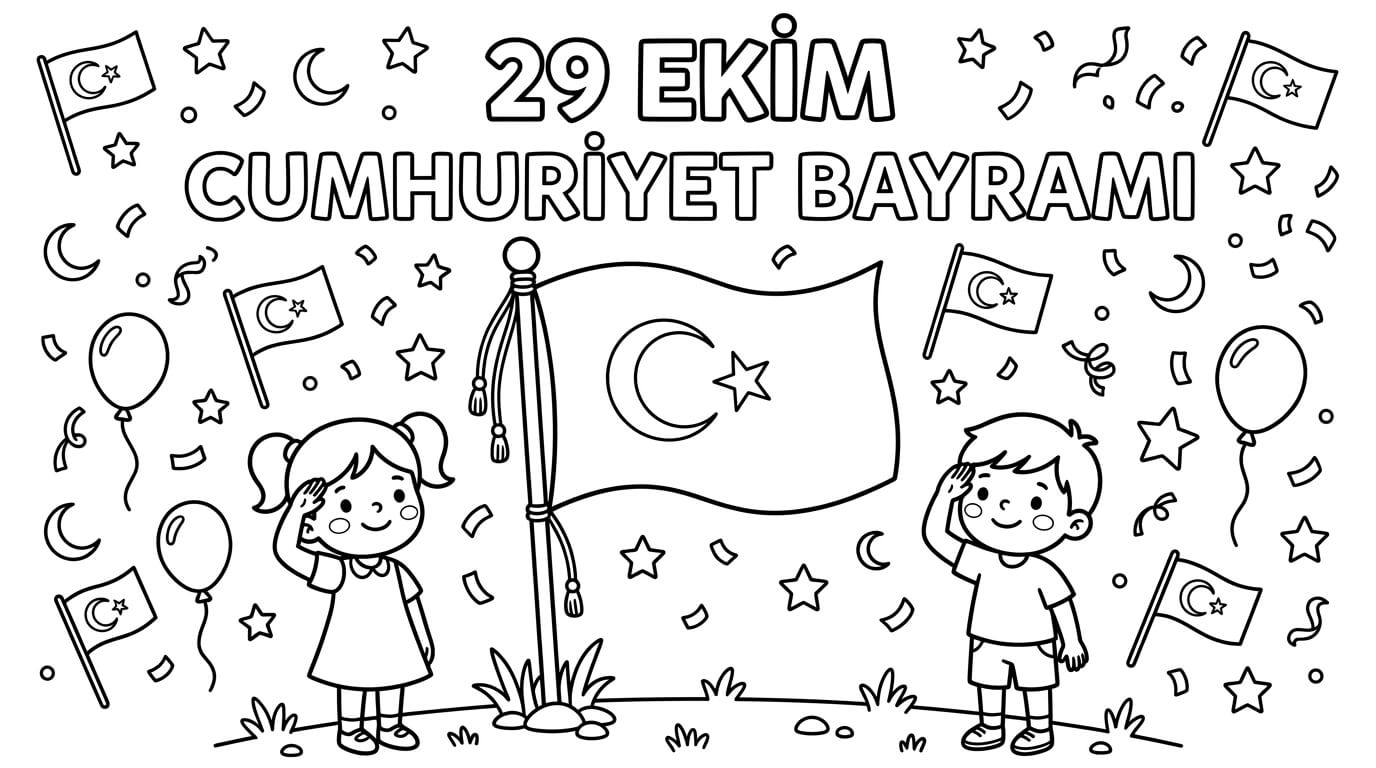 29 Ekim Cumhuriyet Bayramı Boyama Sayfaları