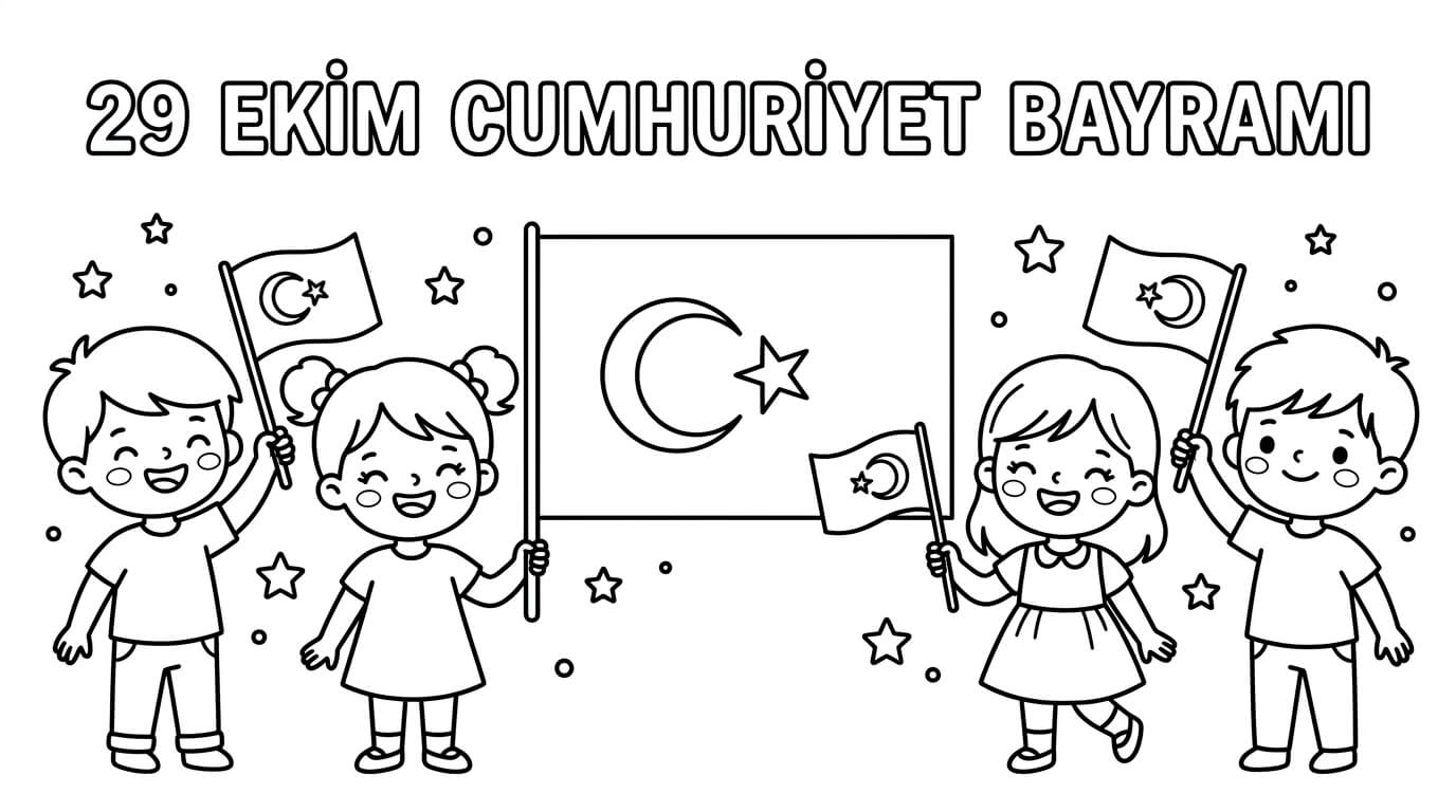 29 Ekim Cumhuriyet Bayramı Boyama Sayfaları