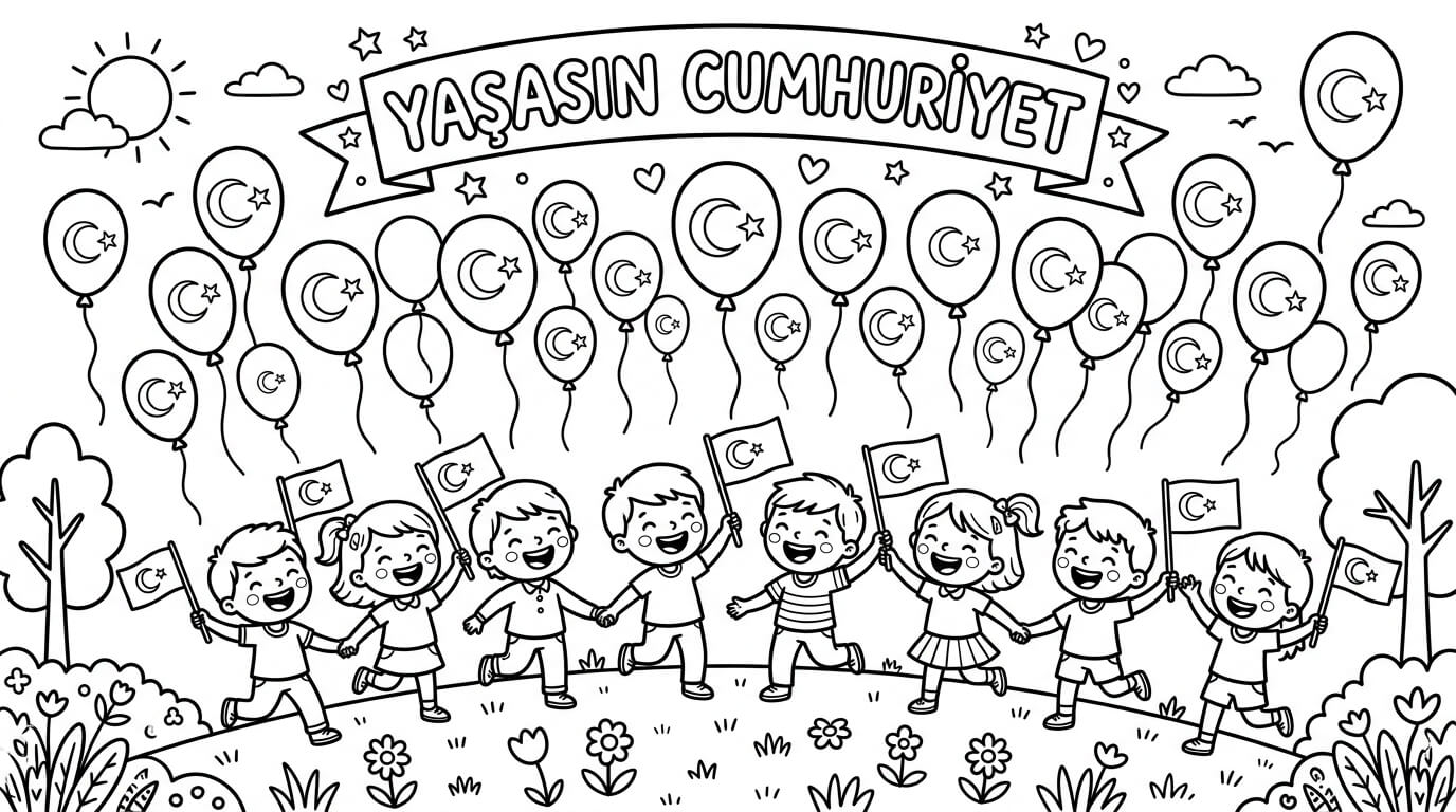 29 Ekim Cumhuriyet Bayramı Boyama Sayfaları