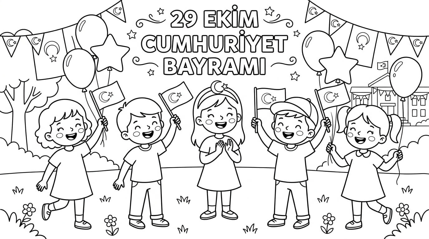 29 Ekim Cumhuriyet Bayramı Boyama Sayfaları