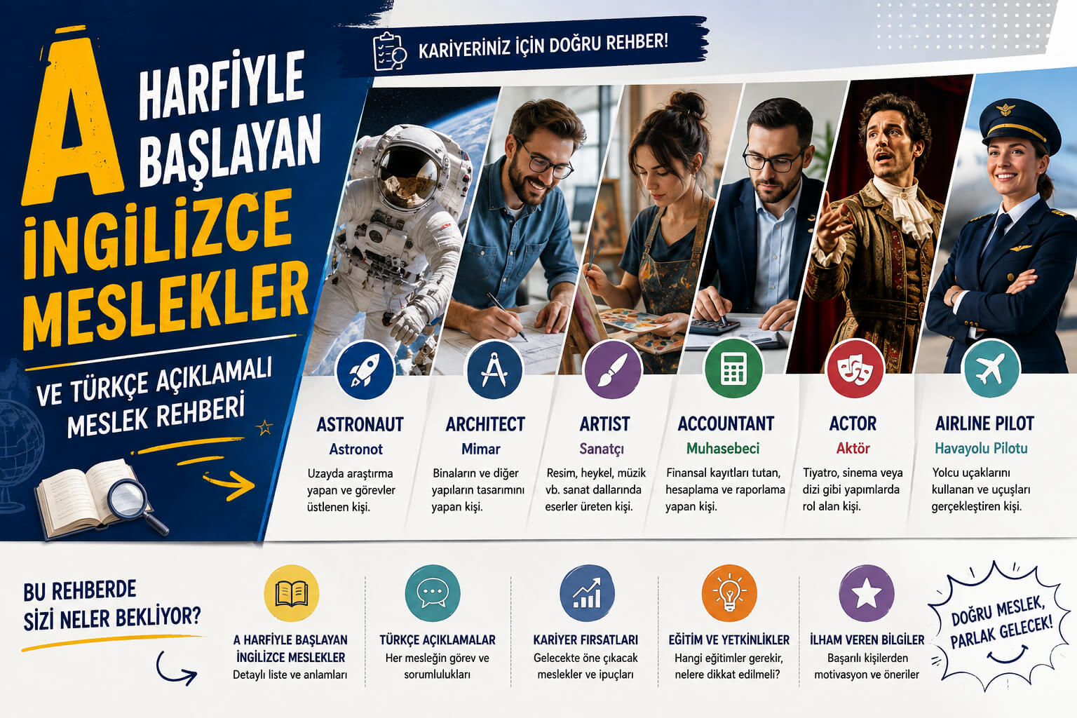 A Harfiyle Başlayan İngilizce Meslekler ve Türkçe Açıklamalı Meslek Rehberi