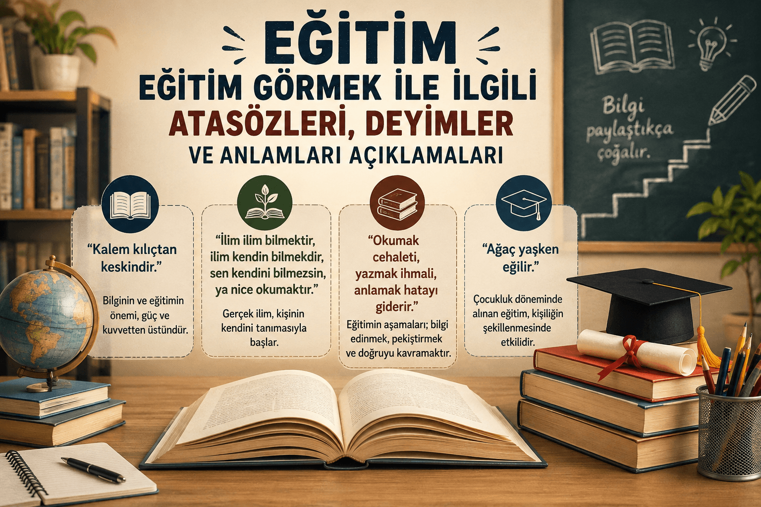 Eğitim, Eğitim Görmek İle İlgili Atasözleri, Deyimler ve Anlamları Açıklamaları