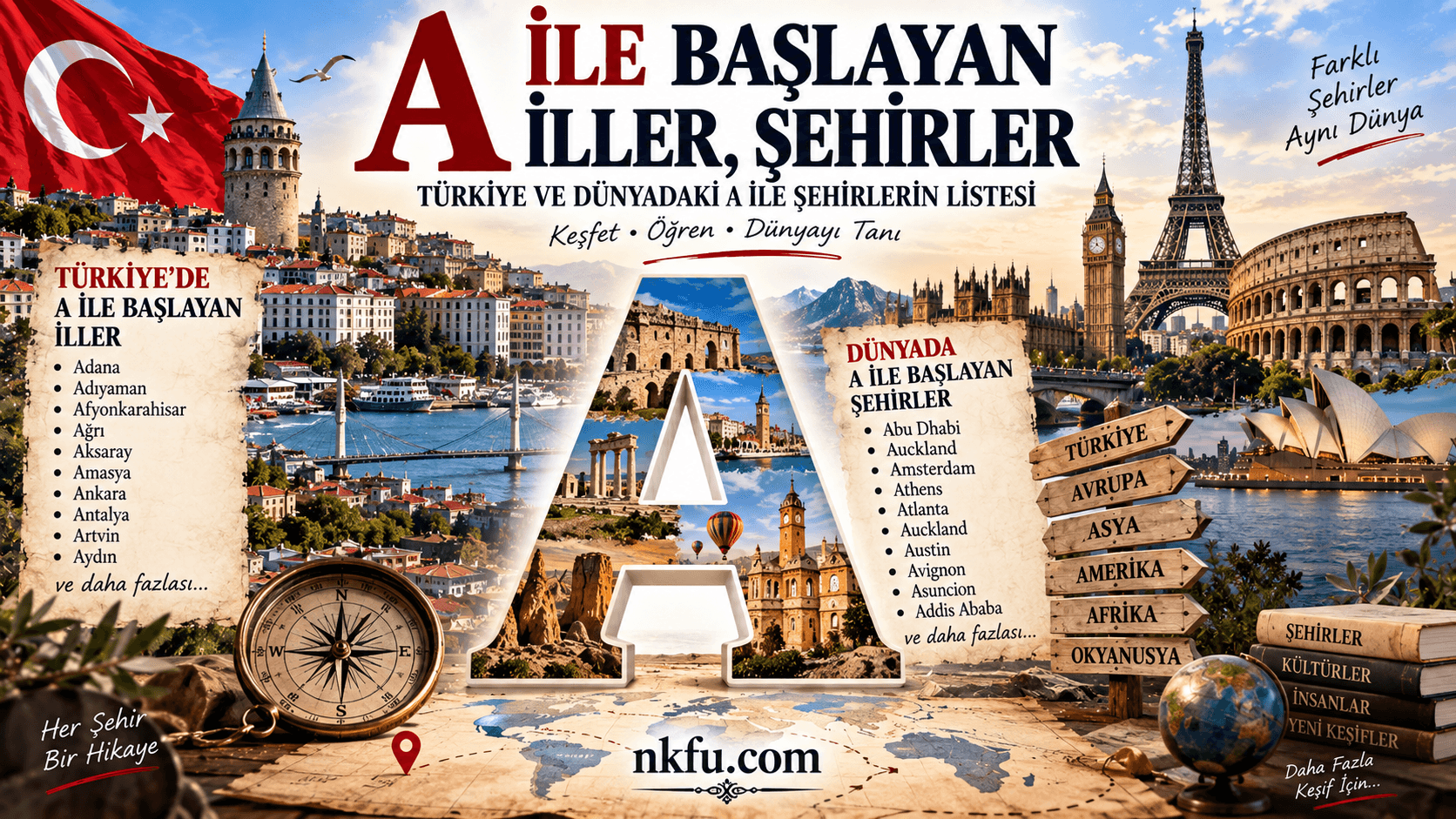 A İle Başlayan İller, Şehirler, Türkiye ve Dünyadaki A İle Şehirlerin Listesi