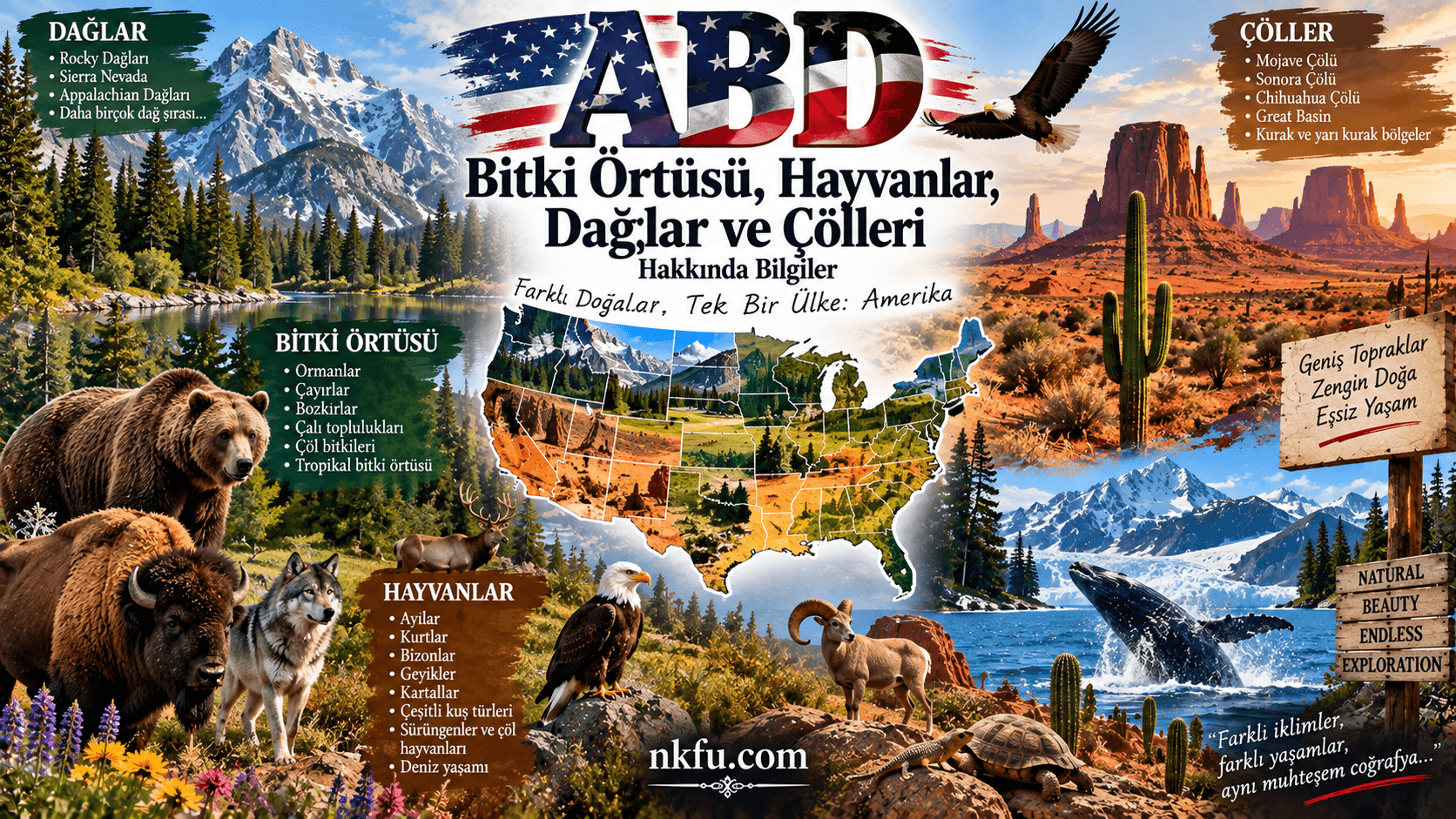 ABD Bitki Örtüsü, Hayvanlar, Dağlar ve Çölleri Hakkında Bilgiler