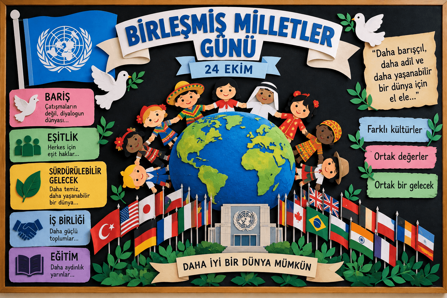 Birleşmiş Milletler Günü Pano Çalışmaları ve Örnekleri