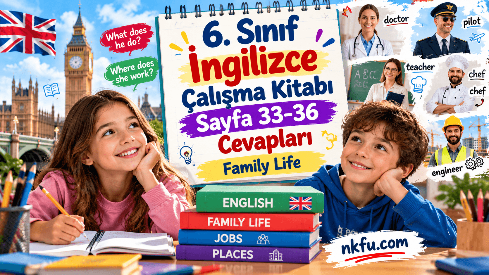 6. Sınıf İngilizce Çalışma Kitabı Sayfa 33-36 Cevapları – Family Life