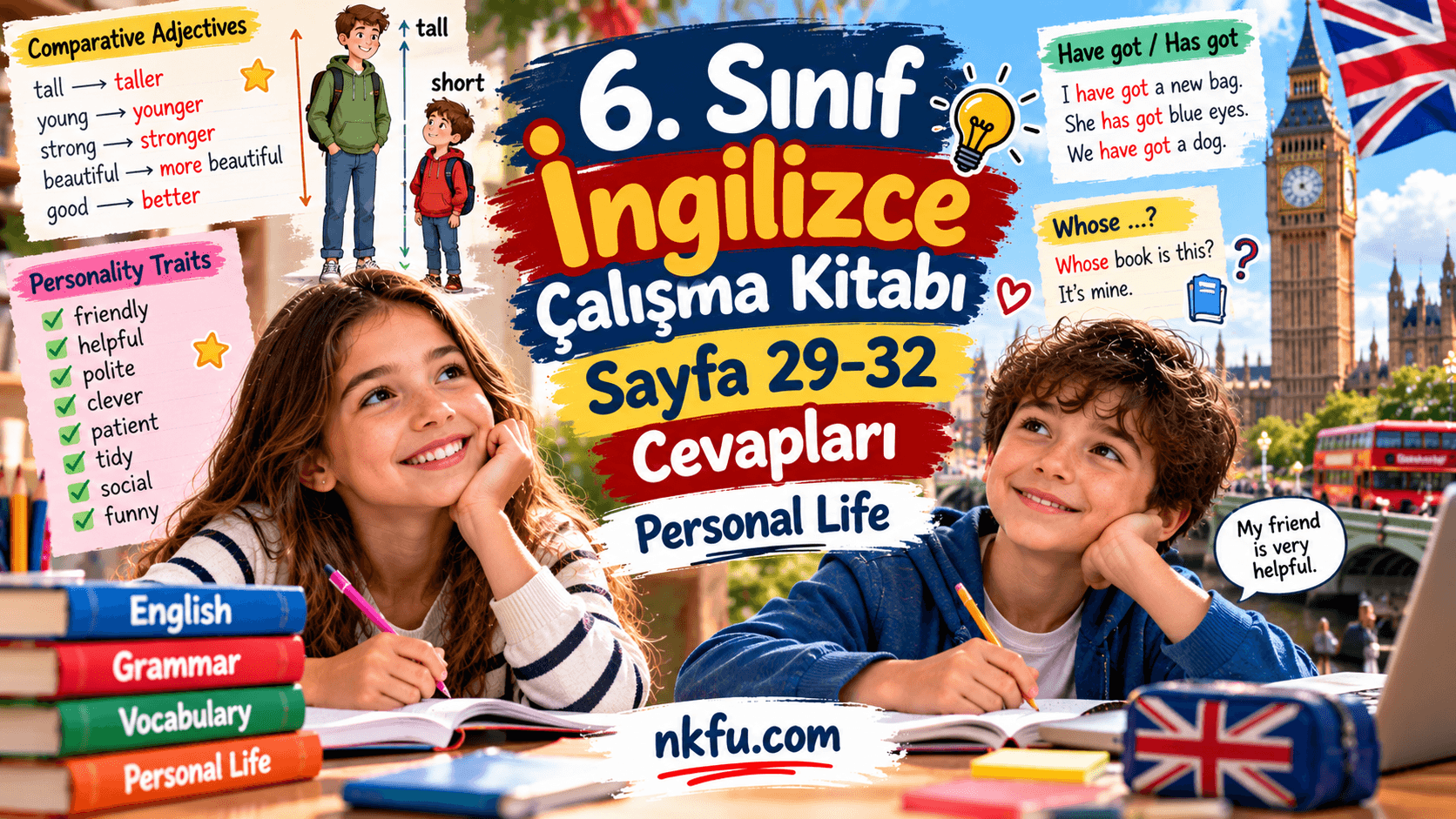 6. Sınıf İngilizce Çalışma Kitabı Sayfa 29-32 Cevapları – Personal Life
