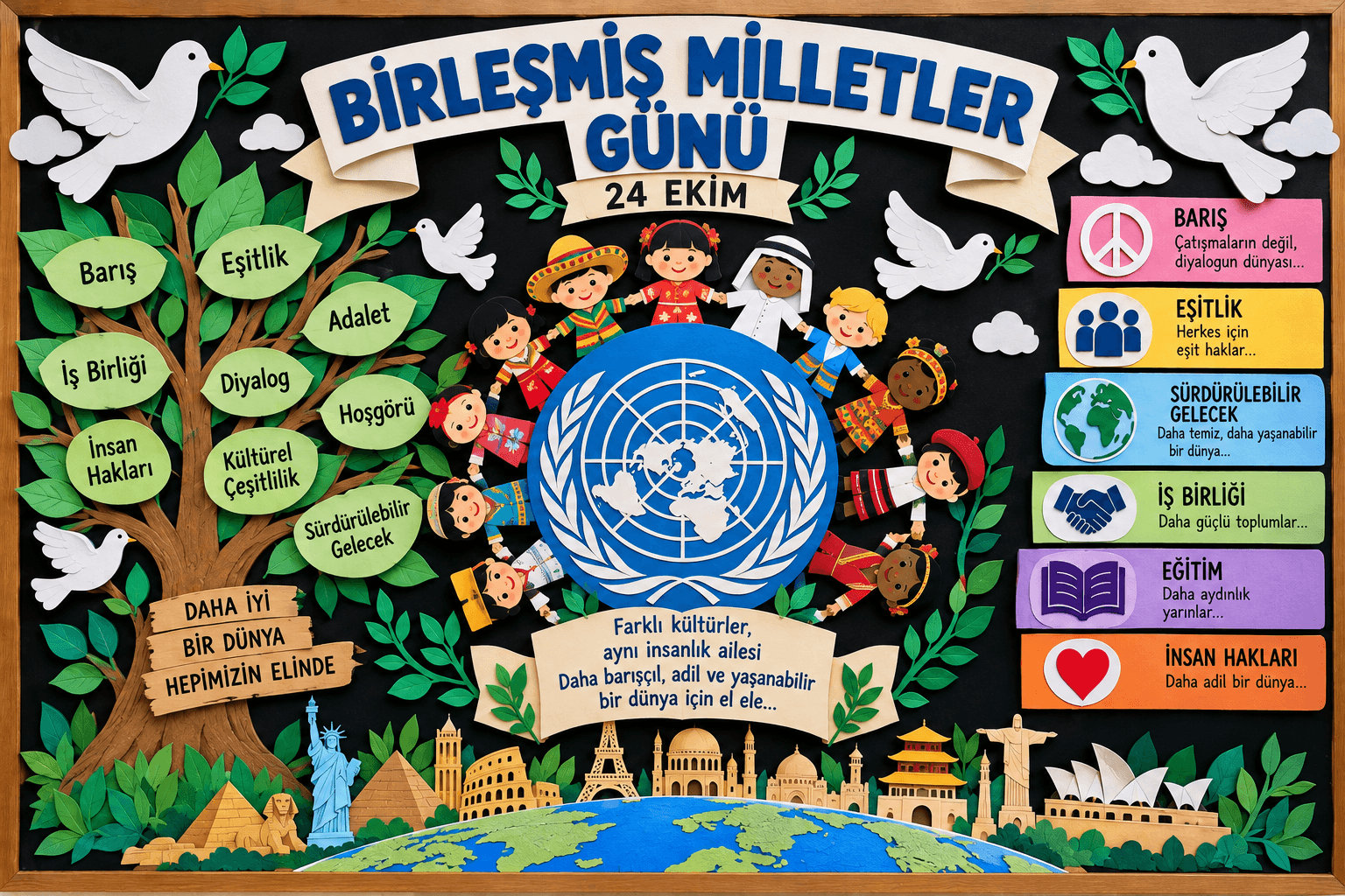 Birleşmiş Milletler Günü Pano Çalışmaları ve Örnekleri