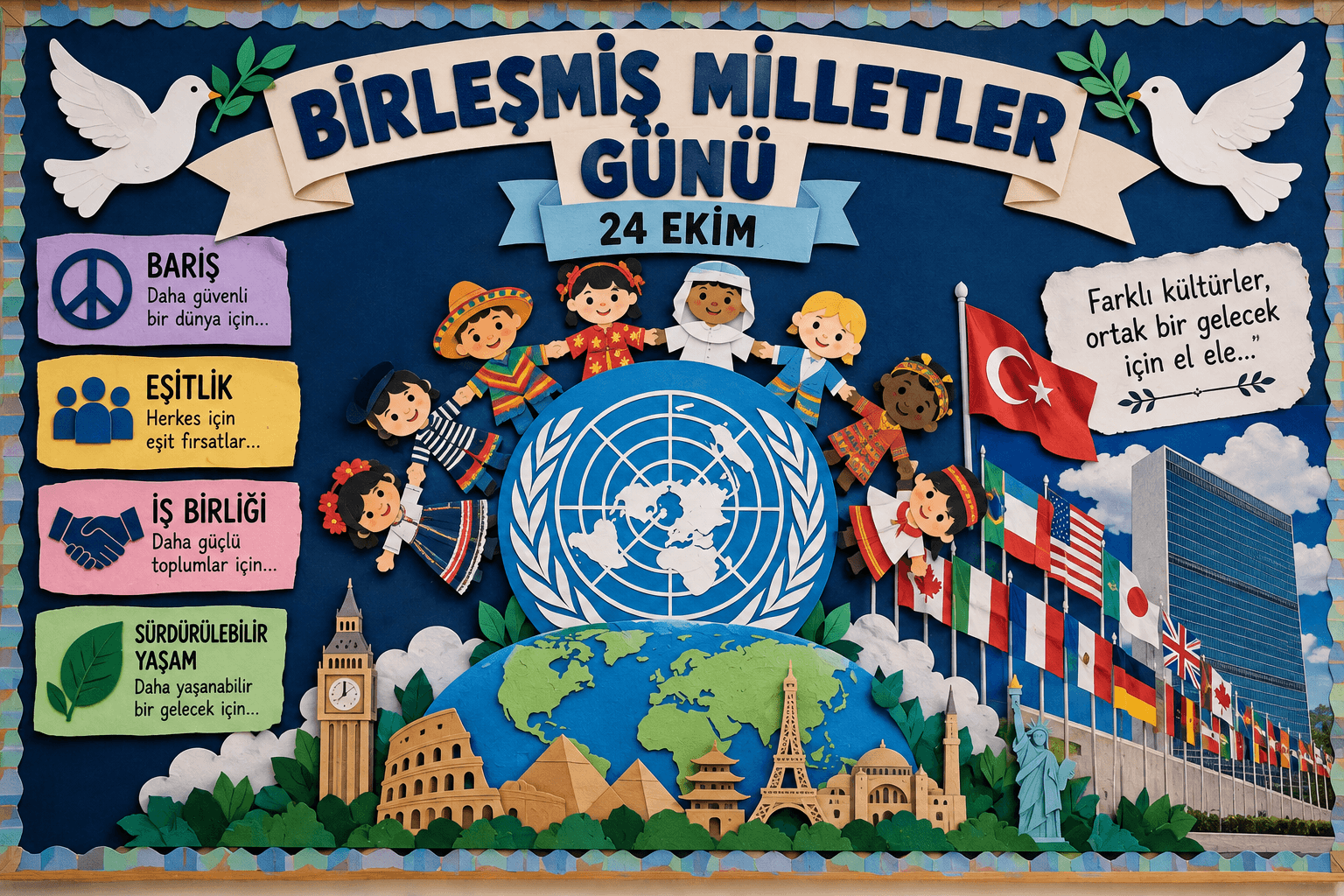 Birleşmiş Milletler Günü Pano Çalışmaları ve Örnekleri