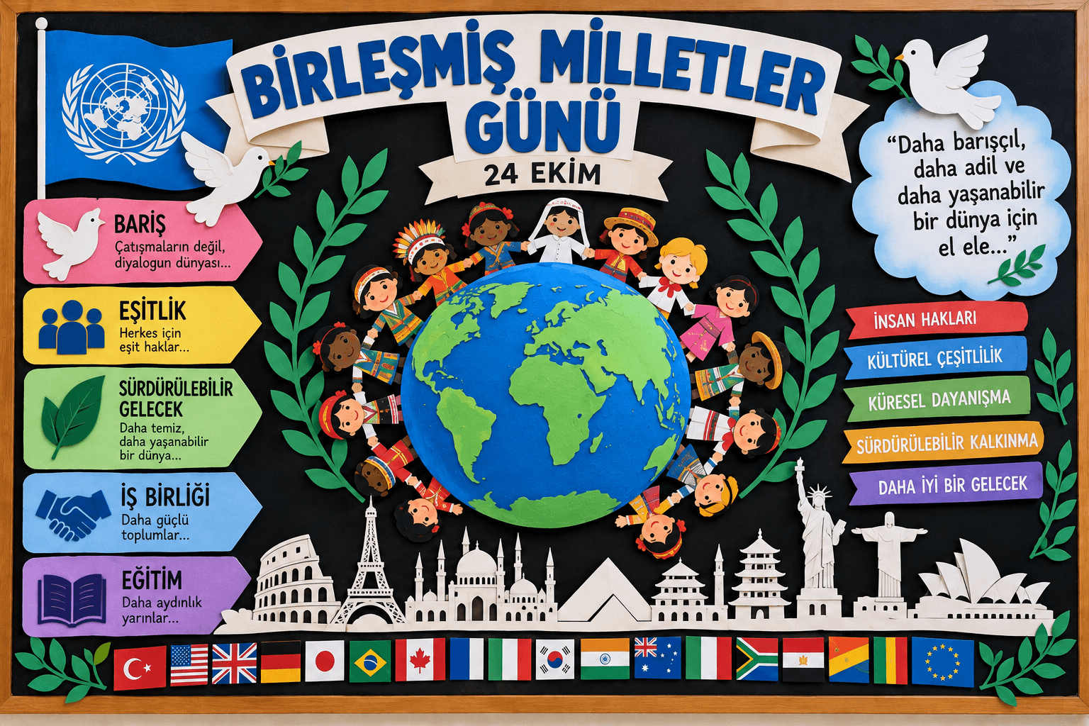 Birleşmiş Milletler Günü Pano Çalışmaları ve Örnekleri