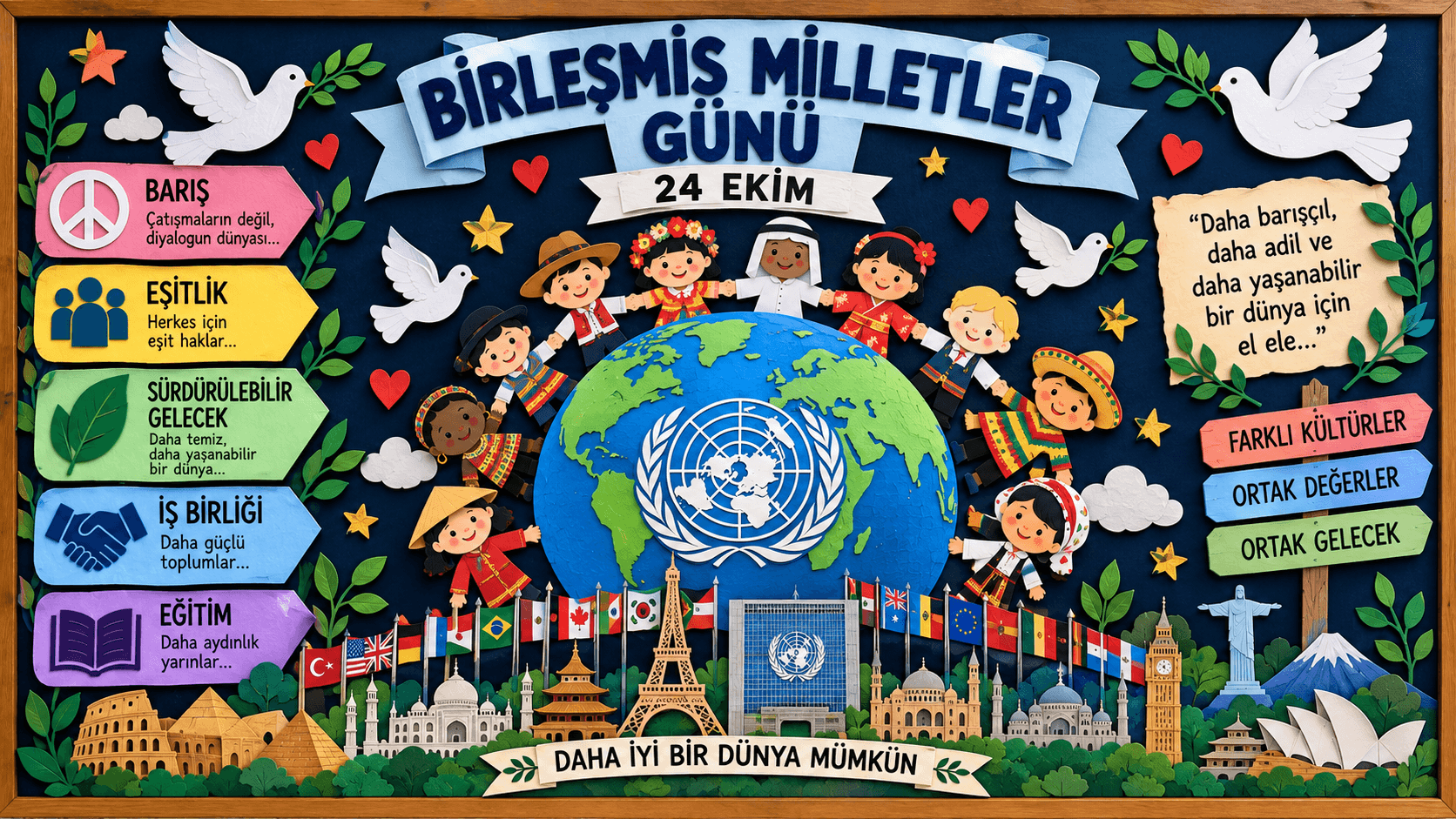 Birleşmiş Milletler Günü Pano Çalışmaları ve Örnekleri
